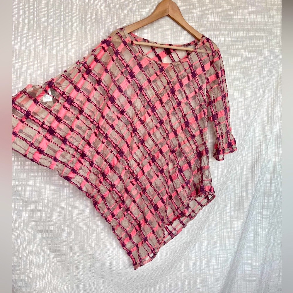Vintage Babette San Francisco Semi Sheer Asymmetrical Top Textured Wearable Art - Picture 4 of 14